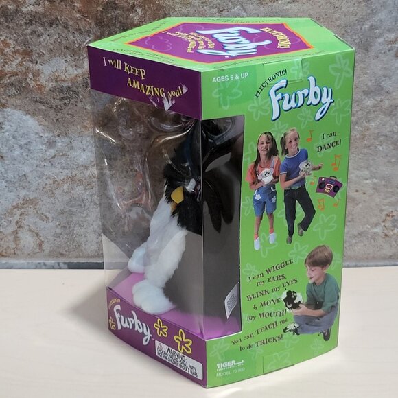 Vintage Black White Furby Tiger Electronic Robotic Toy 1998 - Picture 6 of 11
